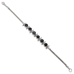 Black Onyx Click Frenzy Glow Slim Black Sterling Silver Tennis Bracelet