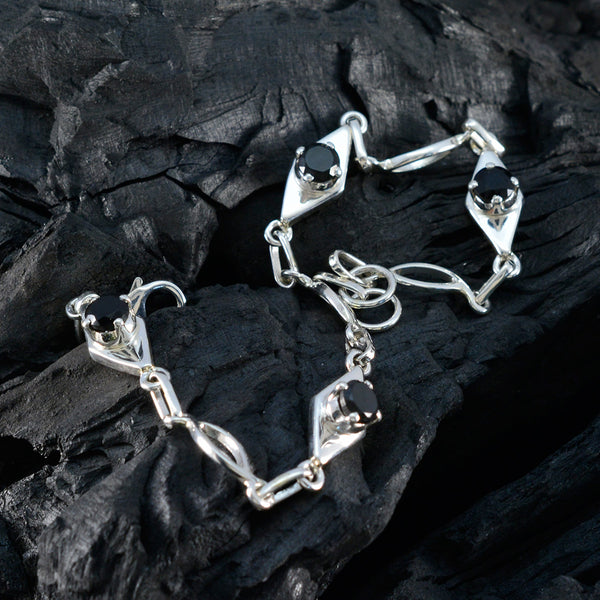 Black Onyx Coachella Featherlight Black Silver Links Bracelet
