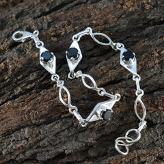 Black Onyx Coachella Featherlight Black Silver Links Bracelet