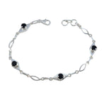 Black Onyx Coachella Featherlight Black Silver Links Bracelet