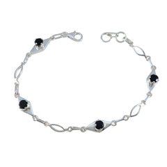 Black Onyx Coachella Featherlight Black Silver Links Bracelet