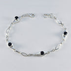 Black Onyx Coachella Featherlight Black Silver Links Bracelet
