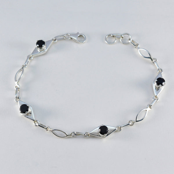 Black Onyx Coachella Featherlight Black Silver Links Bracelet