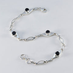 Black Onyx Coachella Featherlight Black Silver Links Bracelet