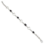 Black Onyx Coffee Day Dainty Black Sterling Silver Links Bracelet