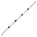 Black Onyx Coffee Day Dainty Black Sterling Silver Links Bracelet