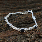 Black Onyx Color Day Minimal Black 925 Silver Tennis Bracelet