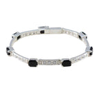Black Onyx Color Day Minimal Black 925 Silver Tennis Bracelet
