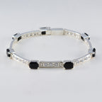 Black Onyx Color Day Minimal Black 925 Silver Tennis Bracelet