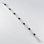 Black Onyx Color Day Minimal Black 925 Silver Tennis Bracelet