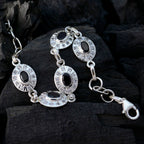 Black Onyx Columbus Day Whisper-thin Black Silver Links Bracelet