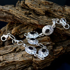 Black Onyx Columbus Day Whisper-thin Black Silver Links Bracelet