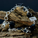 Black Onyx Comfort Fit Minimal Black Sterling Silver Links Bracelet