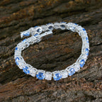 Blue Supphire CZ Compliment Day Classic Blue Silver Tennis Bracelet
