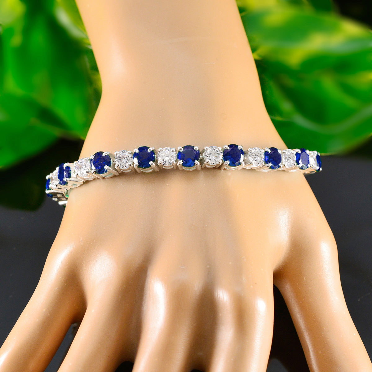 Blue Supphire CZ Cookie Day Versatile Blue Sterling Silver Tennis Bracelet