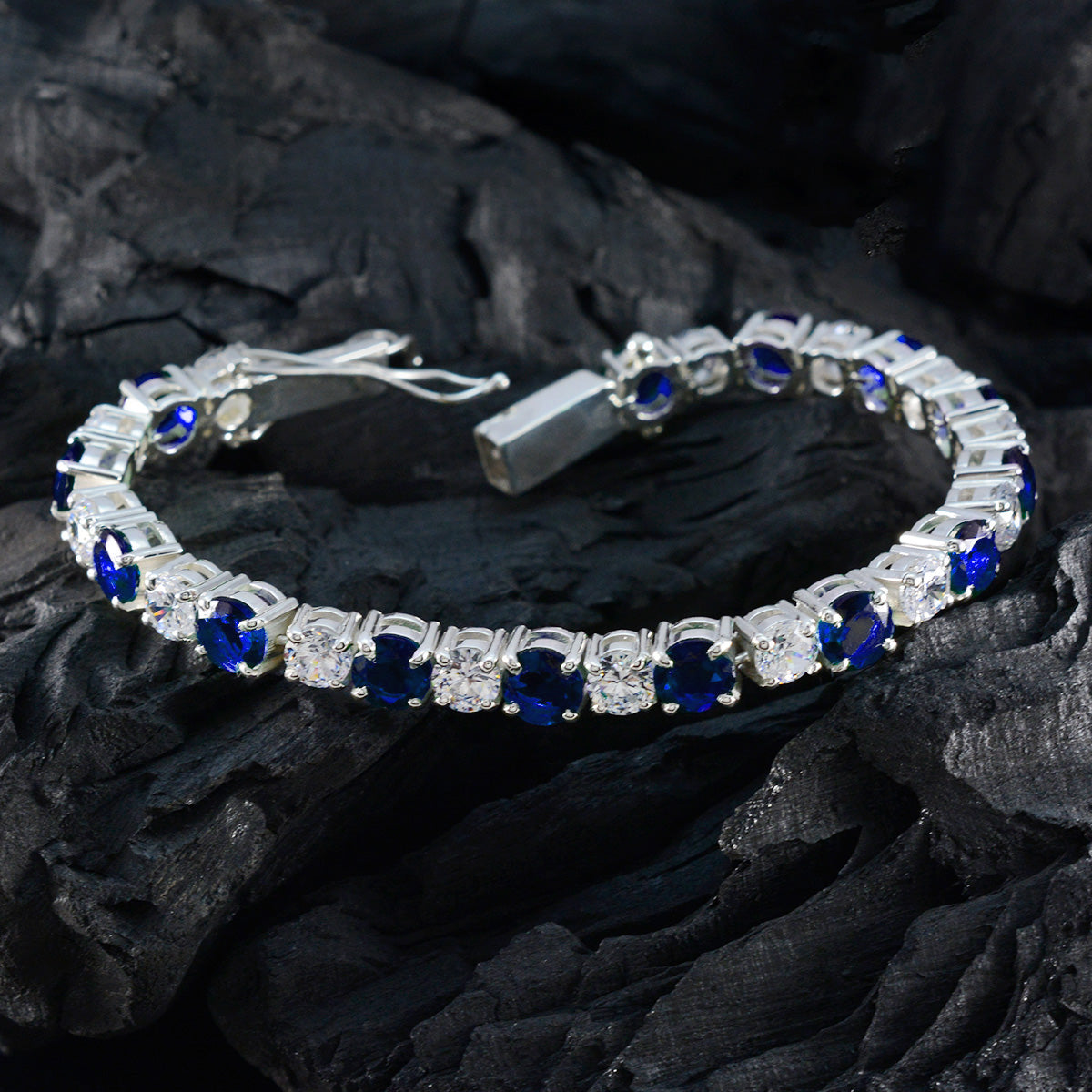 Blue Supphire CZ Cookie Day Versatile Blue Sterling Silver Tennis Bracelet