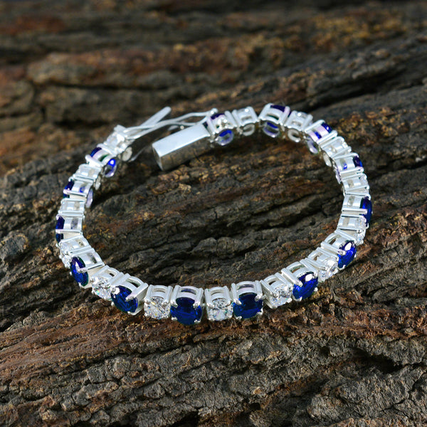 Blue Supphire CZ Cookie Day Versatile Blue Sterling Silver Tennis Bracelet