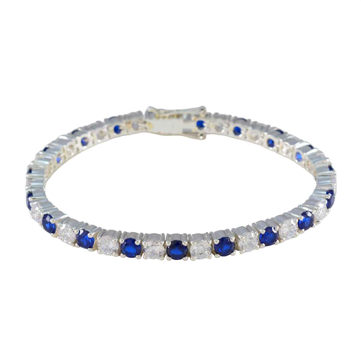 Blue Supphire CZ Cookie Day Versatile Blue Sterling Silver Tennis Bracelet メイン画像