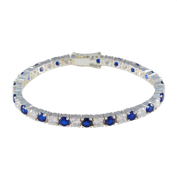 Blue Supphire CZ Cookie Day Versatile Blue Sterling Silver Tennis Bracelet