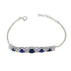 Blue Supphire CZ Couple Whisper-thin Blue Silver Tennis Bracelet