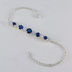 Blue Supphire CZ Couple Whisper-thin Blue Silver Tennis Bracelet