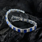 Blue Supphire CZ Couture Eye-catching Blue Sterling Silver Tennis Bracelet