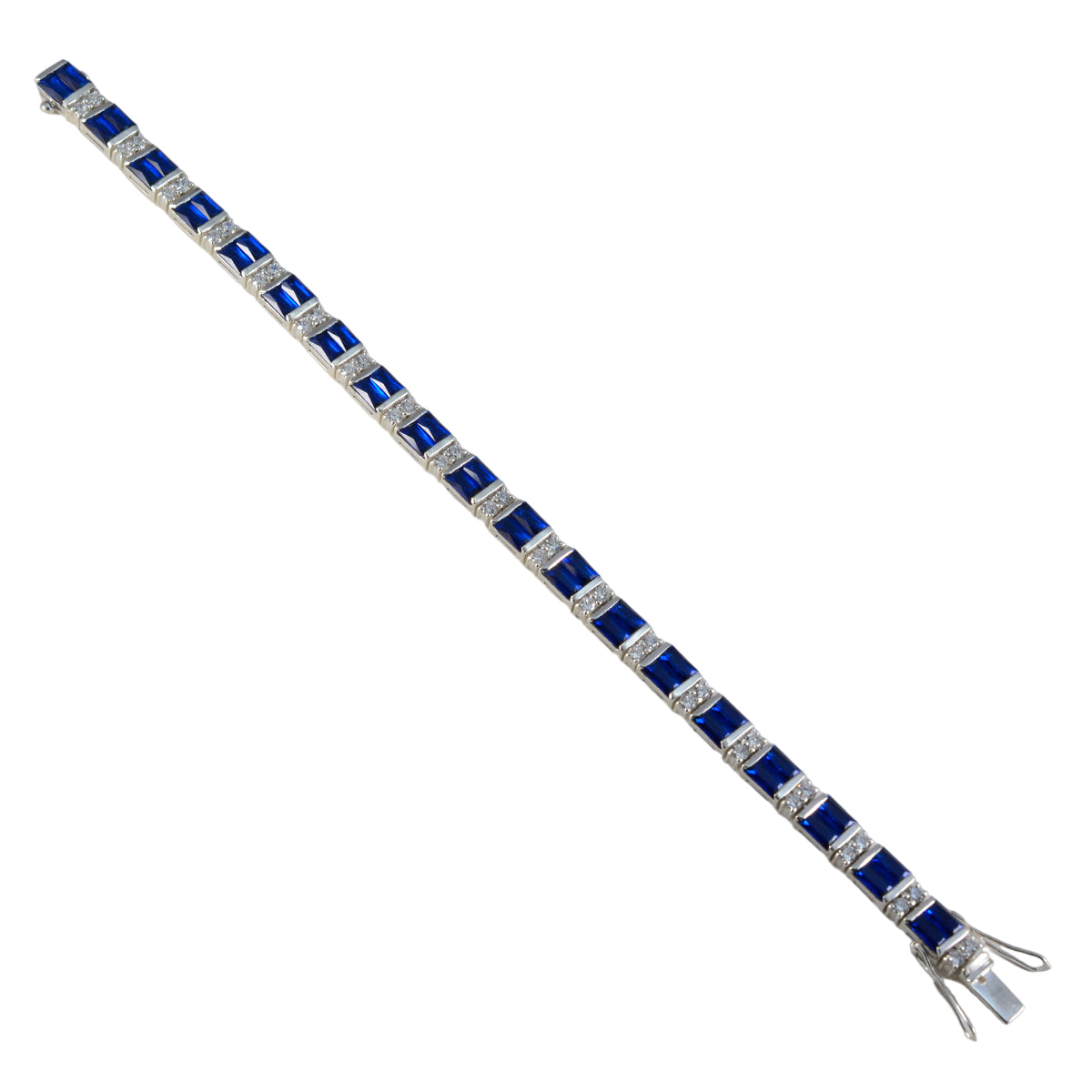 Blue Supphire CZ Couture Eye-catching Blue Sterling Silver Tennis Bracelet