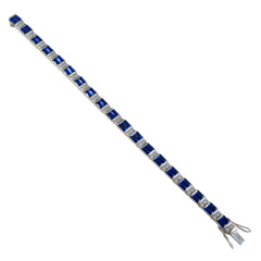 Blue Supphire CZ Couture Eye-catching Blue Sterling Silver Tennis Bracelet