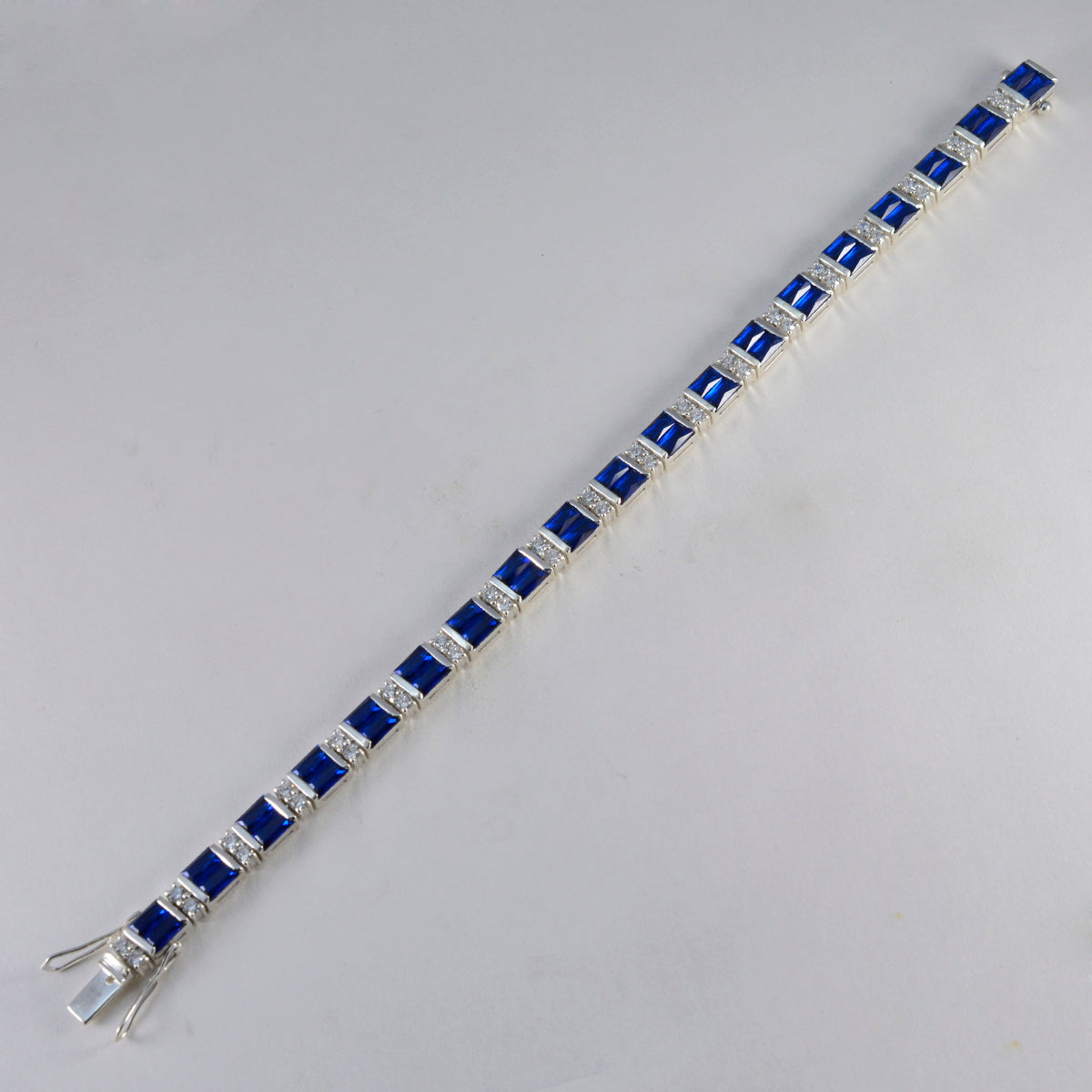 Blue Supphire CZ Couture Eye-catching Blue Sterling Silver Tennis Bracelet