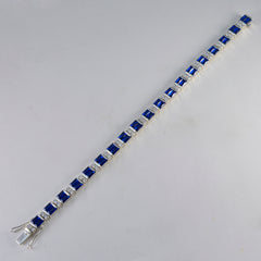 Blue Supphire CZ Couture Eye-catching Blue Sterling Silver Tennis Bracelet