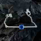 Blue Supphire CZ Daily Minimalist Blue Silver Links Bracelet