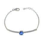 Blue Supphire CZ Daily Minimalist Blue Silver Links Bracelet