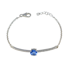 Blue Supphire CZ Daily Minimalist Blue Silver Links Bracelet