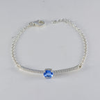Blue Supphire CZ Daily Minimalist Blue Silver Links Bracelet