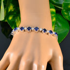 Blue Supphire CZ Daughters Day Featherlight Blue Sterling Silver Tennis Bracelet