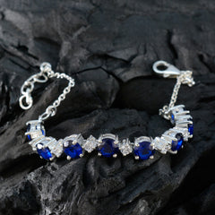 Blue Supphire CZ Daughters Day Featherlight Blue Sterling Silver Tennis Bracelet