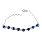 Blue Supphire CZ Daughters Day Featherlight Blue Sterling Silver Tennis Bracelet