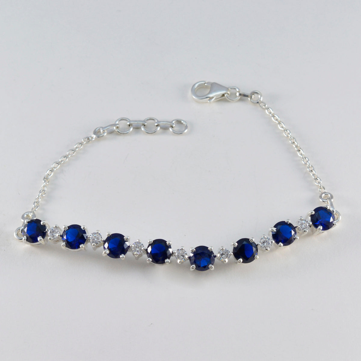 Blue Supphire CZ Daughters Day Featherlight Blue Sterling Silver Tennis Bracelet
