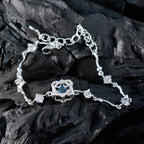 Blue Supphire CZ Day of the German Beer Whisper-thin Blue 925 Silver Chain Bracelet