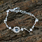 Blue Supphire CZ Day of the German Beer Whisper-thin Blue 925 Silver Chain Bracelet
