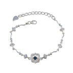 Blue Supphire CZ Day of the German Beer Whisper-thin Blue 925 Silver Chain Bracelet