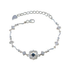 Blue Supphire CZ Day of the German Beer Whisper-thin Blue 925 Silver Chain Bracelet