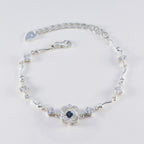 Blue Supphire CZ Day of the German Beer Whisper-thin Blue 925 Silver Chain Bracelet