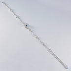Blue Supphire CZ Day of the German Beer Whisper-thin Blue 925 Silver Chain Bracelet
