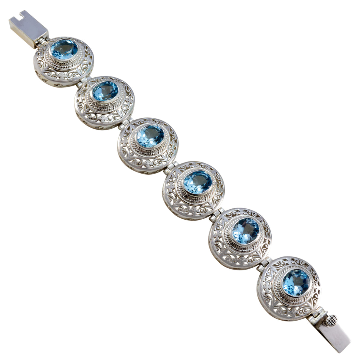 Blue Topaz Dry January Statement Blue Silver Tennis Bracelet