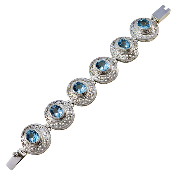 Blue Topaz Dry January Statement Blue Silver Tennis Bracelet