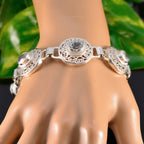 Blue Topaz Early May Bank Holiday Eye-catching Blue Sterling Silver Links Bracelet