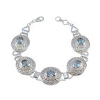 Blue Topaz Early May Bank Holiday Eye-catching Blue Sterling Silver Links Bracelet