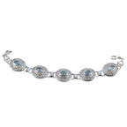 Blue Topaz Early May Bank Holiday Eye-catching Blue Sterling Silver Links Bracelet
