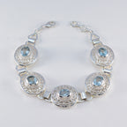 Blue Topaz Early May Bank Holiday Eye-catching Blue Sterling Silver Links Bracelet
